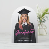 Roze Afstuderen Aankondiging Photo Arch Kaart (Staand voorkant)