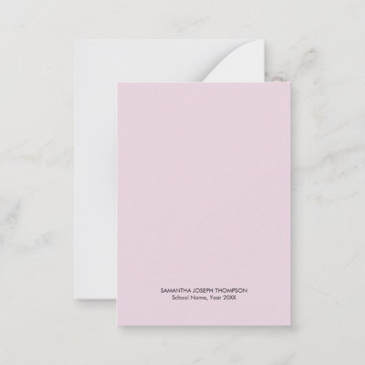 Roze Afstuderen Advice Kaart Graduation Party Game Notitiekaartje (Achterkant)