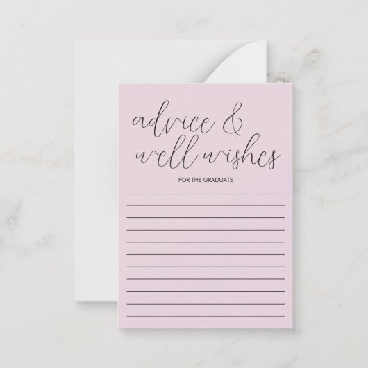Roze Afstuderen Advice Kaart Graduation Party Game Notitiekaartje (Voorkant)