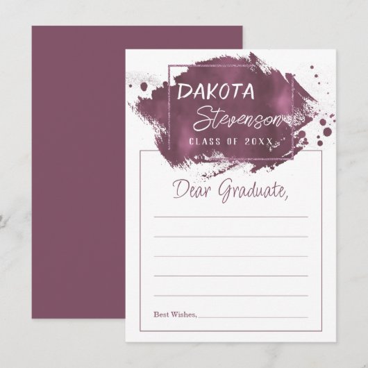 Roze Afstuderen | Advies van Paint Splatter Afstud Kaart (Voorkant / Achterkant)