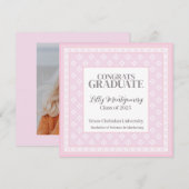 Roze Afstuderen Announcement Square Kaart (Voorkant / Achterkant)