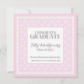 Roze Afstuderen Announcement Square Kaart (Voorkant)