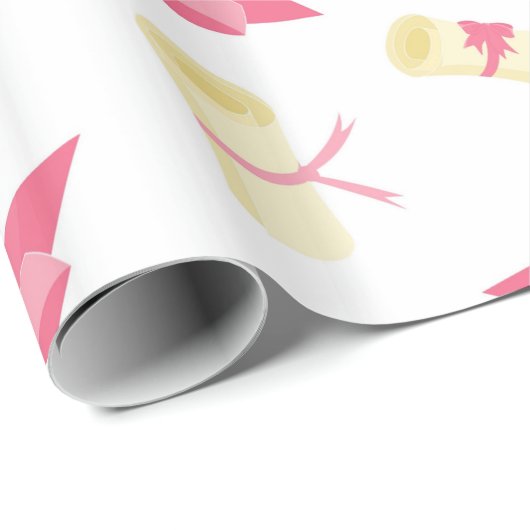 roze Afstuderen Cadeaupapier (Rol Hoek)