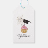 Roze Afstuderen Cupcake Afstuderen Cadeaulabel (Voorkant)