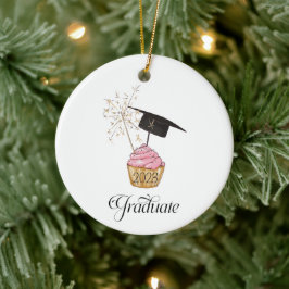Roze Afstuderen Cupcake Afstuderen Keramisch Ornament