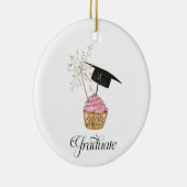 Roze Afstuderen Cupcake Afstuderen Keramisch Ornament (Rechts)