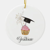 Roze Afstuderen Cupcake Afstuderen Keramisch Ornament (Voorkant)