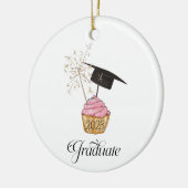 Roze Afstuderen Cupcake Afstuderen Keramisch Ornament (Links)