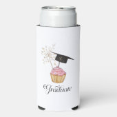 Roze Afstuderen Cupcake Afstuderen Seltzer Blikjeskoeler (Seltzer Achterkant)