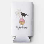 Roze Afstuderen Cupcake Afstuderen Seltzer Blikjeskoeler (Achterkant)