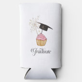 Roze Afstuderen Cupcake Afstuderen Seltzer Blikjeskoeler (Voorkant)