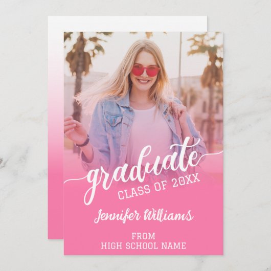 Roze Afstuderen foto Afstudeerder Afstuderen aanko Kaart (Voorkant / Achterkant)