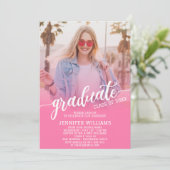 Roze Afstuderen Foto Afstudeerder Afstuderen Parti Kaart (Staand voorkant)