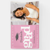 Roze afstuderen foto grijs pet eenvoudig vet moder spandoek (Verticaal)