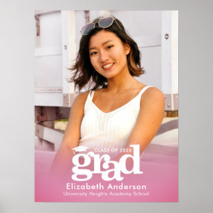 Roze Afstuderen Foto vet Typografie Minimalist Poster