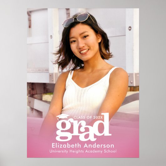 Roze Afstuderen Foto vet Typografie Minimalist Poster (Voorkant)