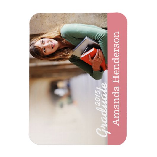 Roze Afstuderen Fotoaankondiging Magnet Magneet (Verticaal)