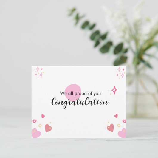 Roze Afstuderen Gefeliciteerd Kaart (Staand voorkant)