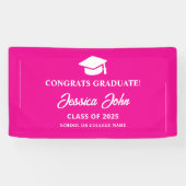 Roze afstuderen Gefeliciteerd met je afstuderen Spandoek (Horizontaal)