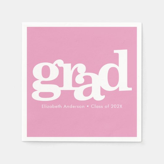 Roze afstuderen gewaagde typografie moderne gewoon servet (Voorkant)