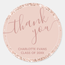 Roze Afstuderen Glitter Hartelijk dank Ronde Sticker