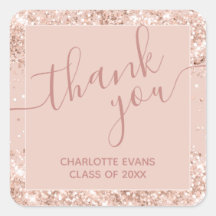 Roze Afstuderen Glitter Hartelijk dank