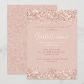 Roze Afstuderen Glitter Kaart (Voorkant / Achterkant)