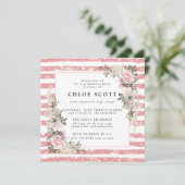 Roze Afstuderen met roze pink en strepe Kaart (Staand voorkant)