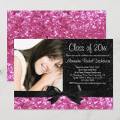 Roze Afstuderen met spaarpuitkijkfoto Kaart (Voorkant / Achterkant)