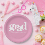 Roze afstuderen modern vet eenvoudige typografie n papieren bordje (Feest)