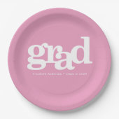 Roze afstuderen modern vet eenvoudige typografie n papieren bordje (Voorkant)