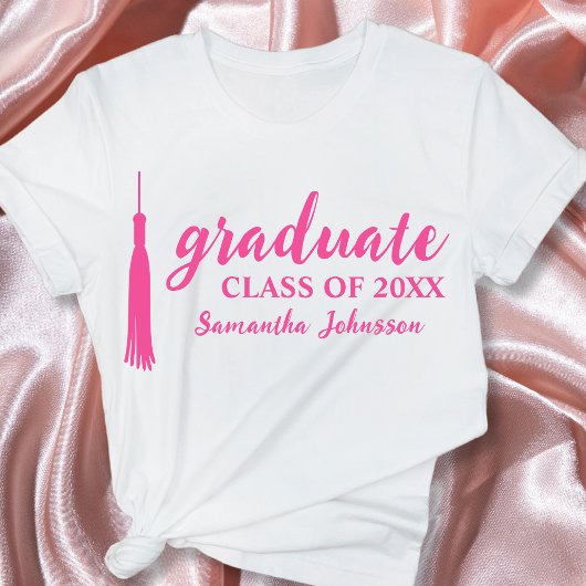 Roze Afstuderen naam gepersonaliseerd 2024 Afstude T-shirt
