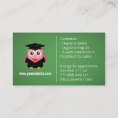 Roze Afstuderen Owl, persoonlijke aannemer of lera Visitekaartje (Achterkant)