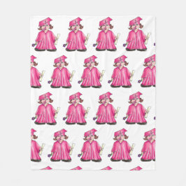 Roze Afstuderen Pet Gown Diploma Afstuderen Fleece Deken