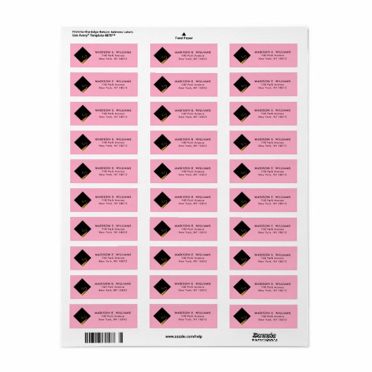 Roze Afstuderen Return Address Labels (Full Sheet)