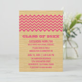 Roze Afstuderen Roche Chevron Invite Kaart (Staand voorkant)