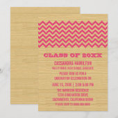 Roze Afstuderen Roche Chevron Invite Kaart (Voorkant / Achterkant)