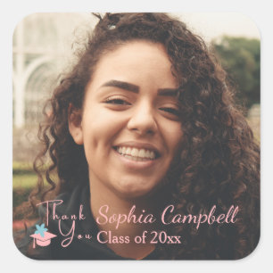 Roze Afstuderen Square Sticker