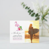 Roze Afstuderen van de Beach van Flamingo Dank u Briefkaart (Staand voorkant)