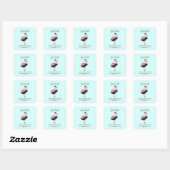 Roze Afstuderen van Flamingo Blue Vierkante Sticker (Vel)