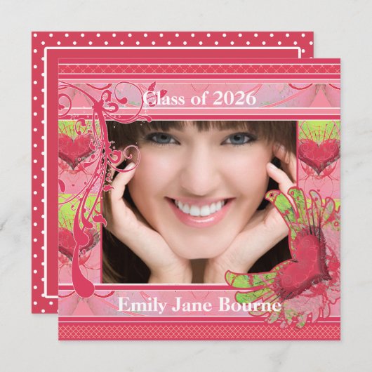 Roze Afstuderen van het hart van de Afbeelding van Aankondiging (Voorkant / Achterkant)