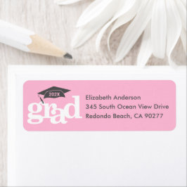 Roze Afstuderen Vet Modern Type Grijs Pet Adres Etiket