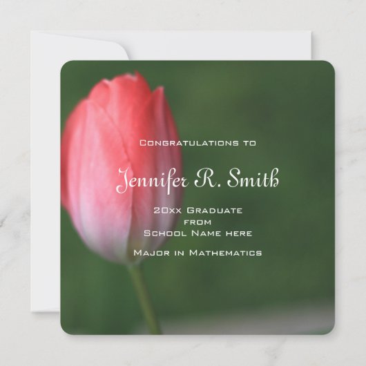 roze afstuderen viering mooie roze tulp kaart (Achterkant)