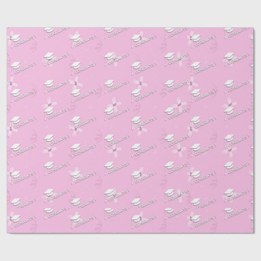 Roze Afstuderen voor haar middelbare school Cadeaupapier (Vlak)