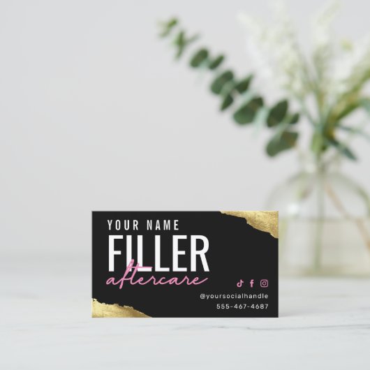 Roze aftercare card visitekaartje (Staand voorkant)