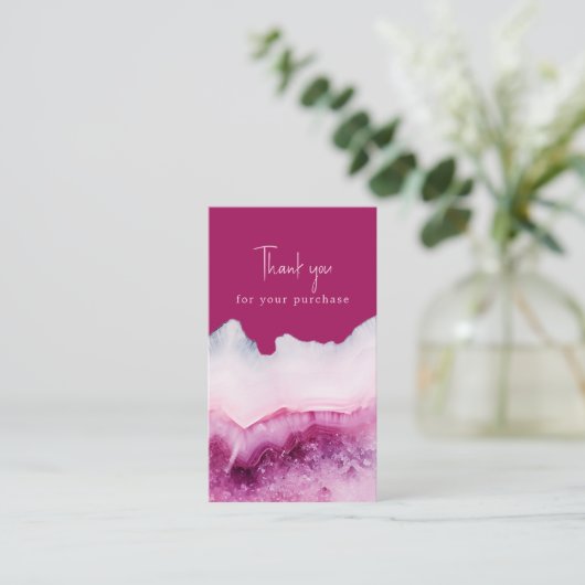 Roze agaat effect dank u voor uw aankoop informatiekaartje (Staand voorkant)