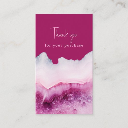 Roze agaat effect dank u voor uw aankoop informatiekaartje (Voorkant)