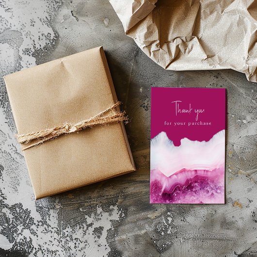 Roze agaat effect dank u voor uw aankoop informatiekaartje