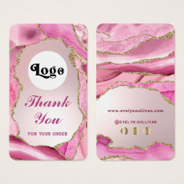 Roze agaat faux folie bijsluiter visitekaartje