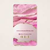 Roze agaat faux folie bijsluiter visitekaartje (Achterkant)